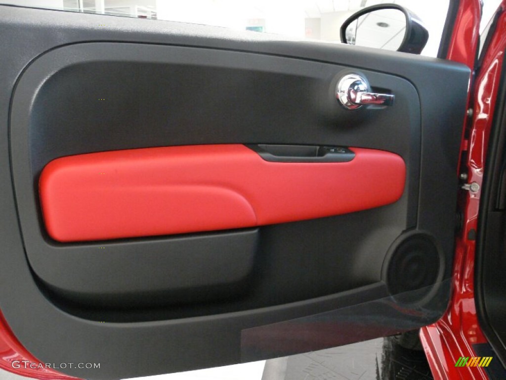 2012 Fiat 500 Abarth Abarth Rosso Leather (Red) Door Panel Photo #64622233