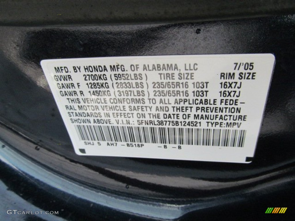 2005 Honda Odyssey EX-L Parts Photos