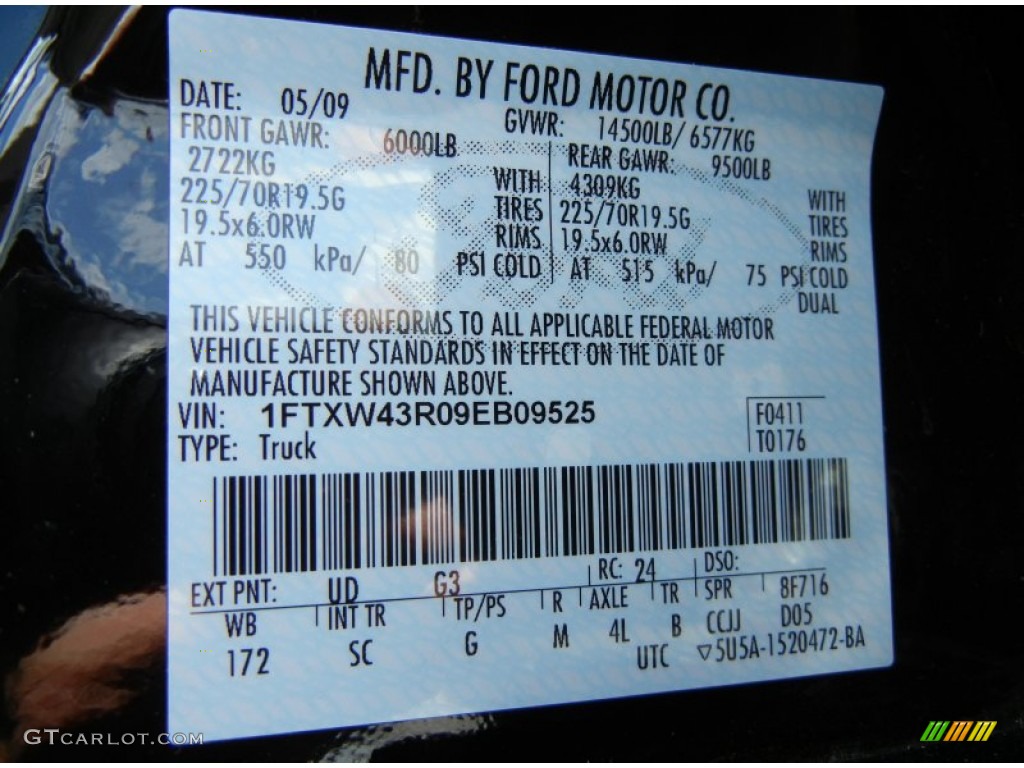 2009 F450 Super Duty Color Code UD for Black Photo #64628080