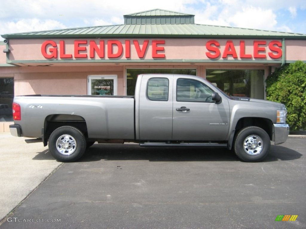 2009 Silverado 2500HD Work Truck Extended Cab 4x4 - Graystone Metallic / Dark Titanium photo #3