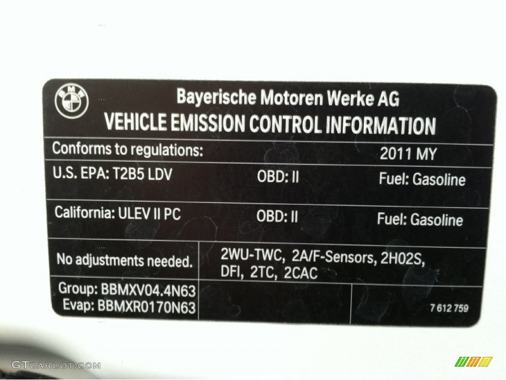 2011 BMW 7 Series 750i xDrive Sedan Info Tag Photos