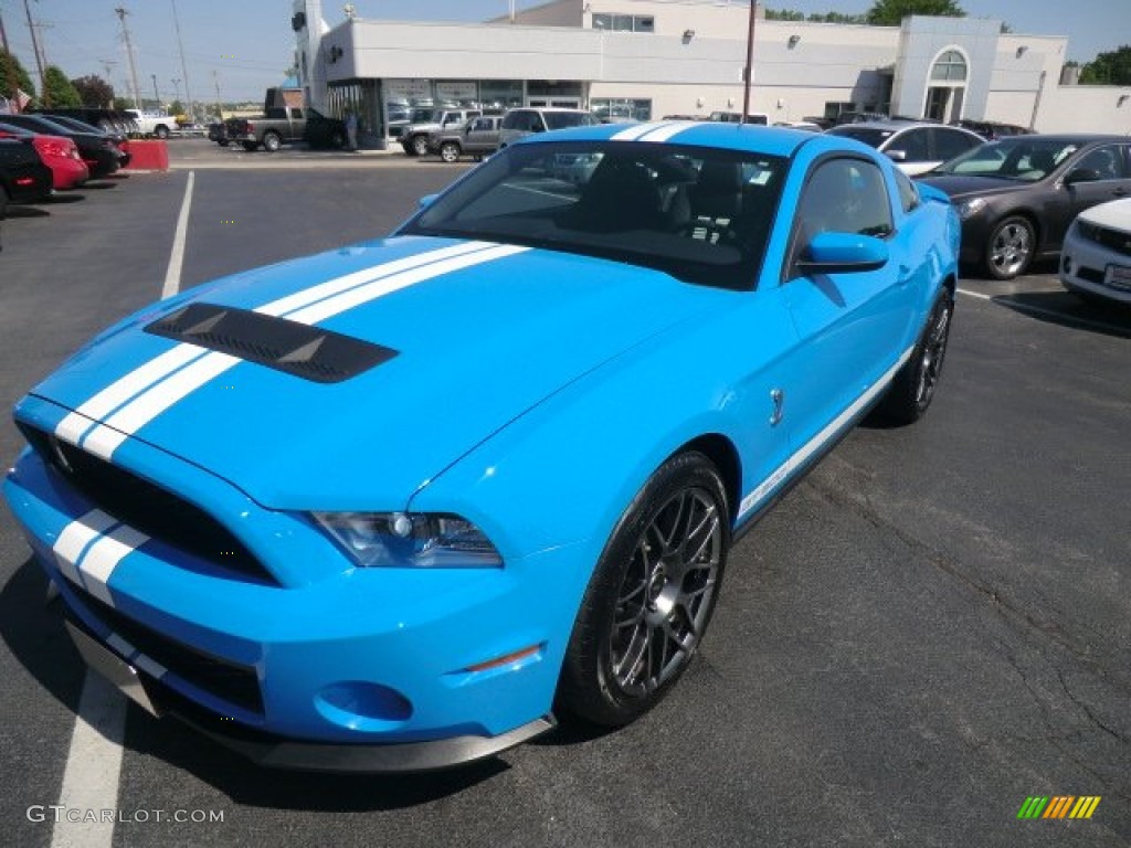2011 Mustang Shelby GT500 SVT Performance Package Coupe - Grabber Blue / Charcoal Black/White photo #2