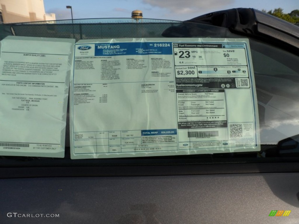 2013 Ford Mustang V6 Premium Convertible Window Sticker Photo #64651966