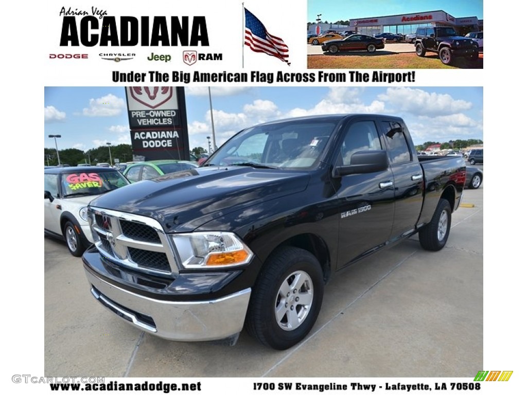 2012 Ram 1500 SLT Quad Cab 4x4 - Black / Dark Slate Gray/Medium Graystone photo #1