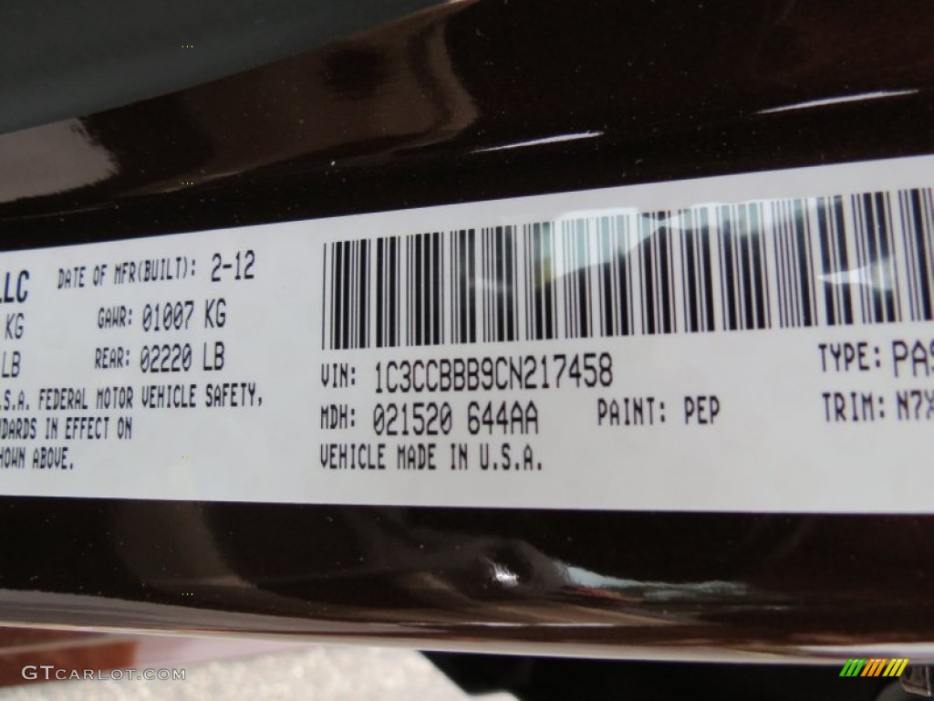 2012 200 Color Code PEP for Deep Auburn Pearl Photo #64665590