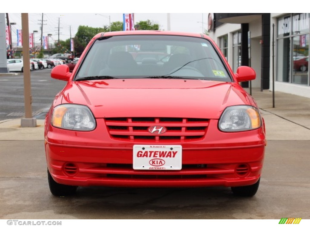 2005 Accent GLS Coupe - Retro Red / Gray photo #2