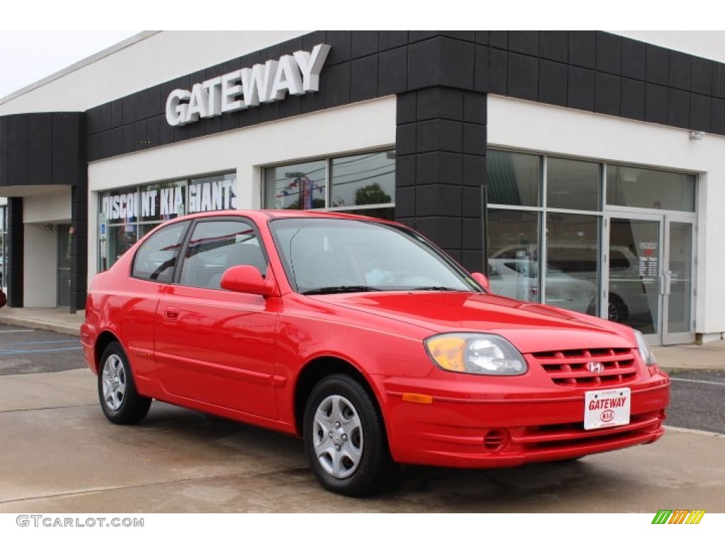 2005 Accent GLS Coupe - Retro Red / Gray photo #3