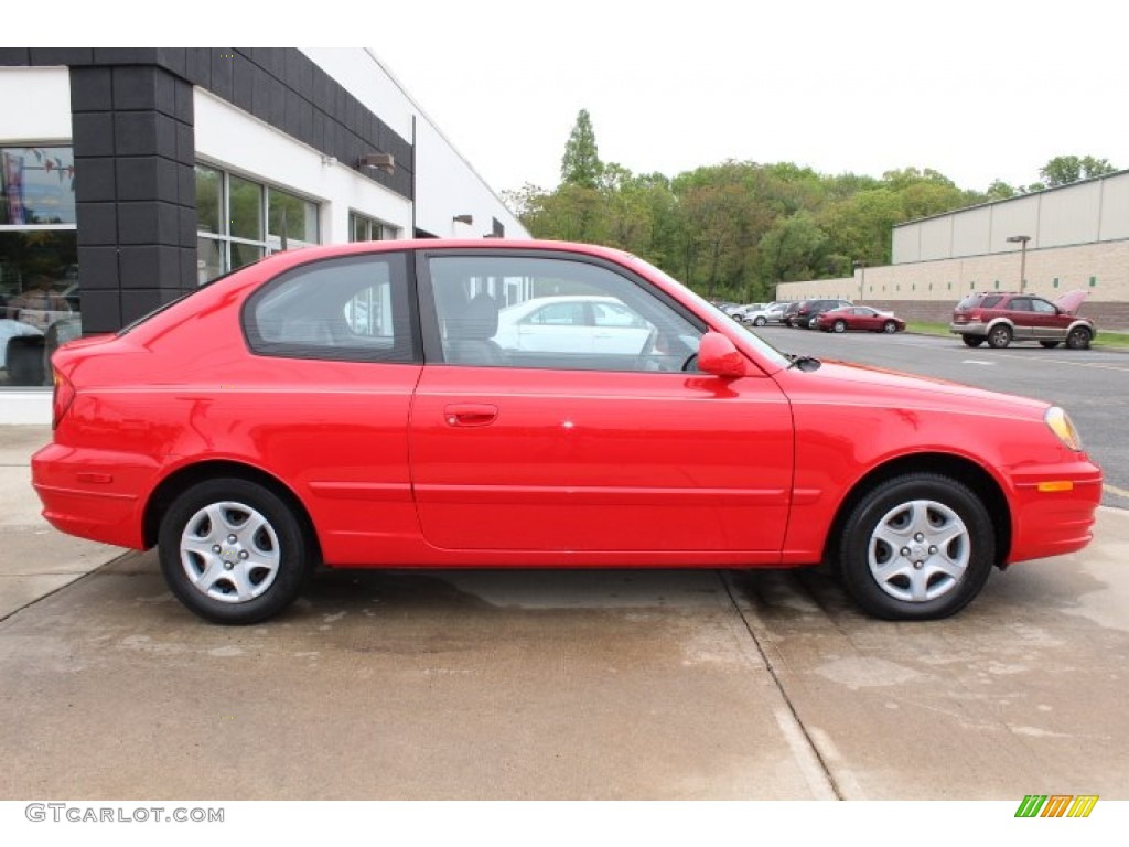 2005 Accent GLS Coupe - Retro Red / Gray photo #4