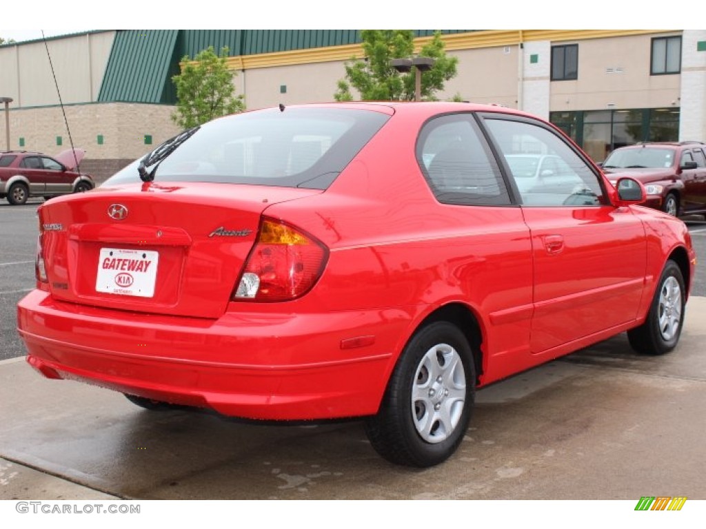 2005 Accent GLS Coupe - Retro Red / Gray photo #5