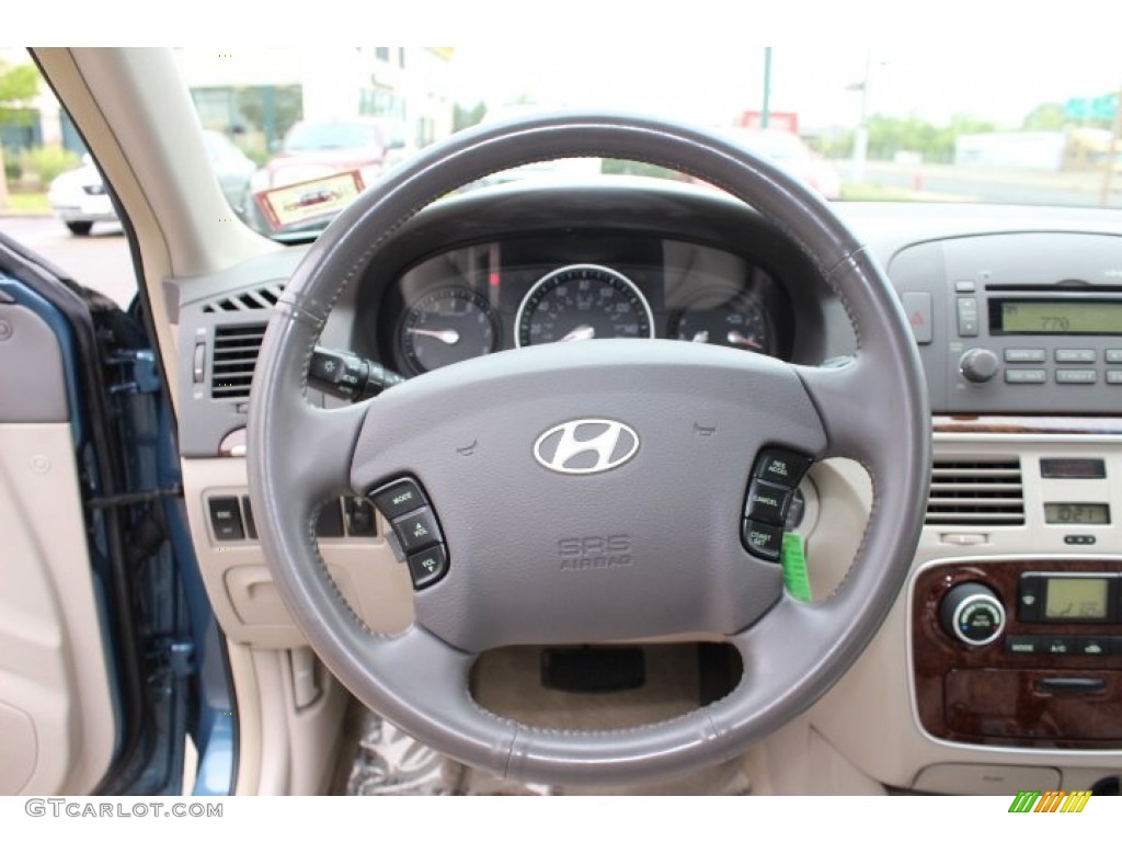 2007 Hyundai Sonata Limited V6 Gray Steering Wheel Photo #64668140