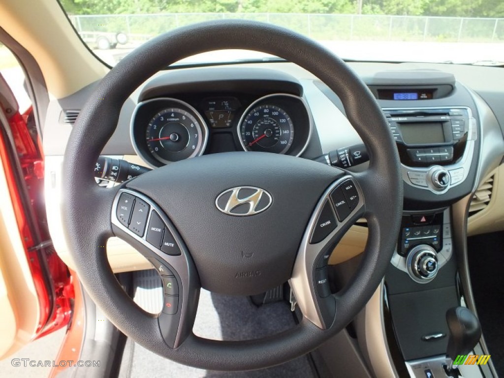 2013 Hyundai Elantra GLS Beige Steering Wheel Photo #64670870