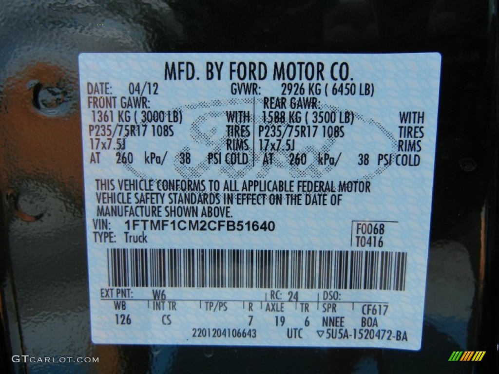 2012 F150 Color Code W6 for Green Gem Metallic Photo #64675682