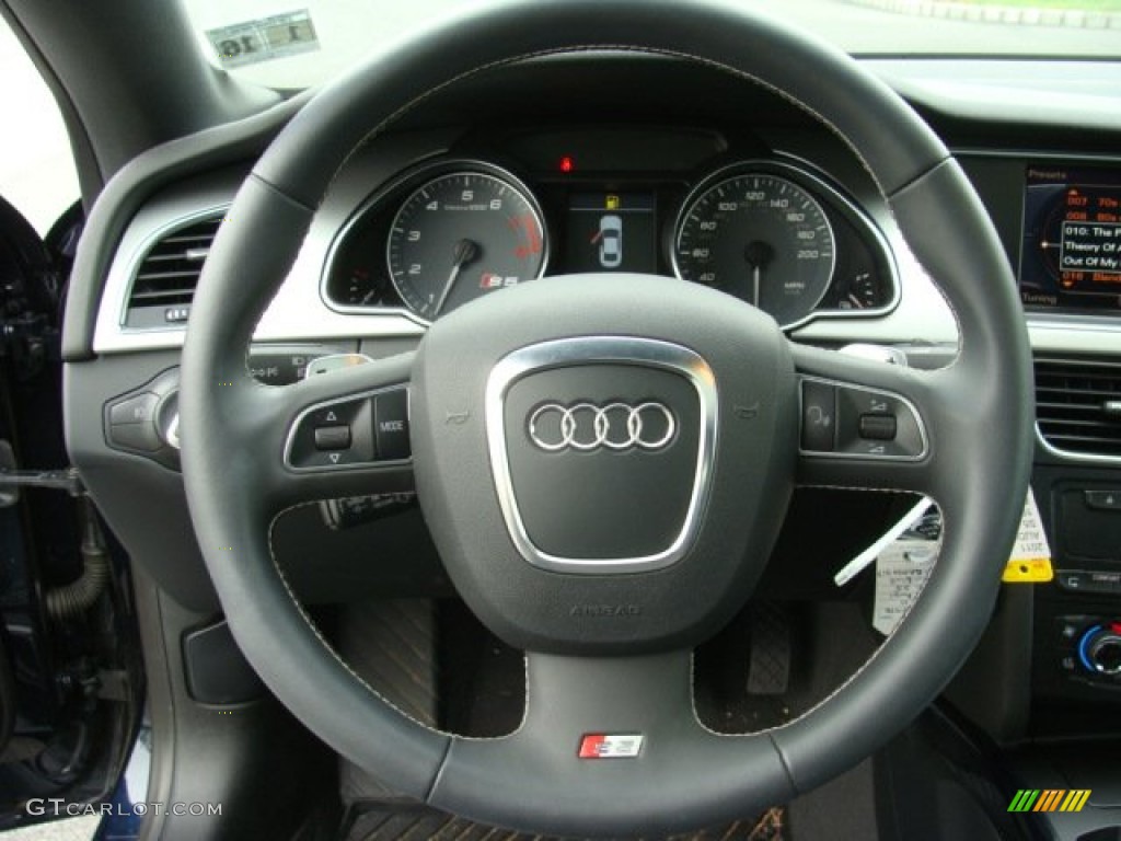 2011 Audi S5 4.2 FSI quattro Coupe Black Silk Nappa Leather Steering Wheel Photo #64679423