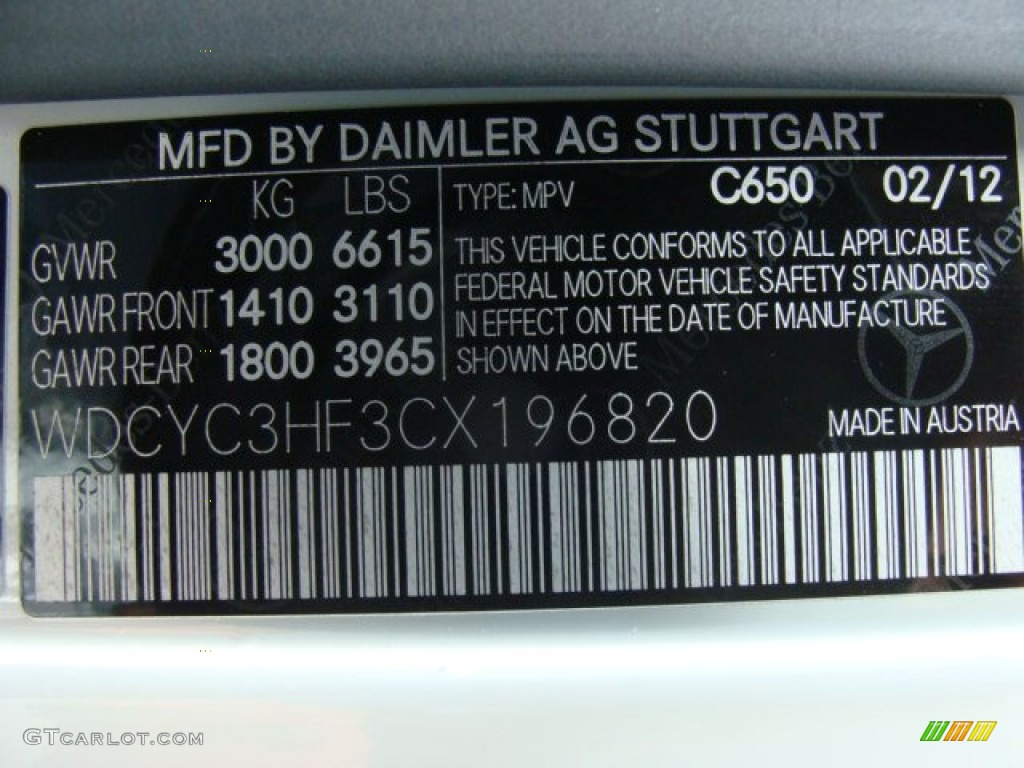 2012 G Color Code 650 for Arctic White Photo #64680116