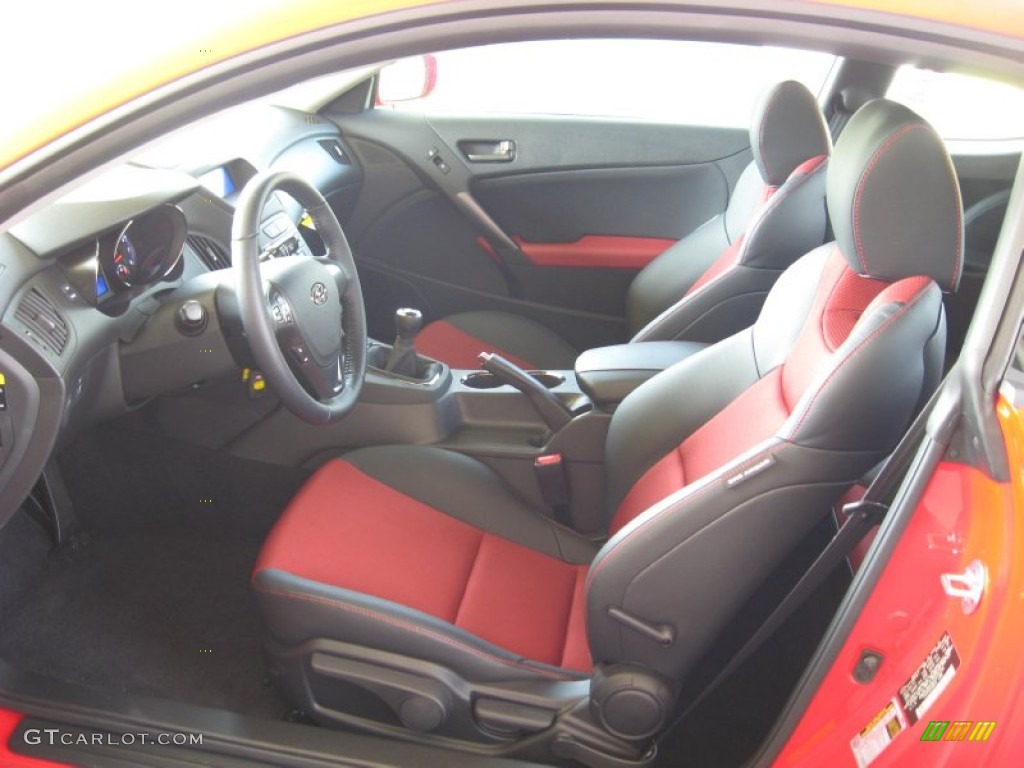 Black Leather/Red Cloth Interior 2012 Hyundai Genesis Coupe 3.8 R-Spec Photo #64687649