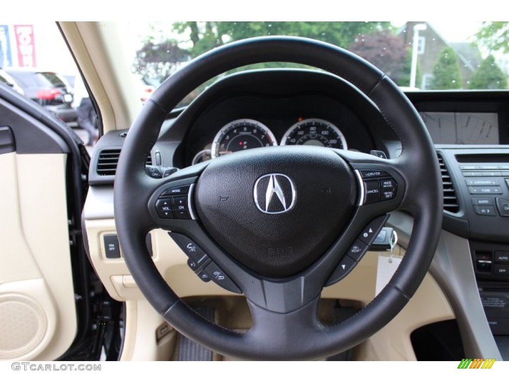 2009 Acura TSX Sedan Parchment Steering Wheel Photo #64694784