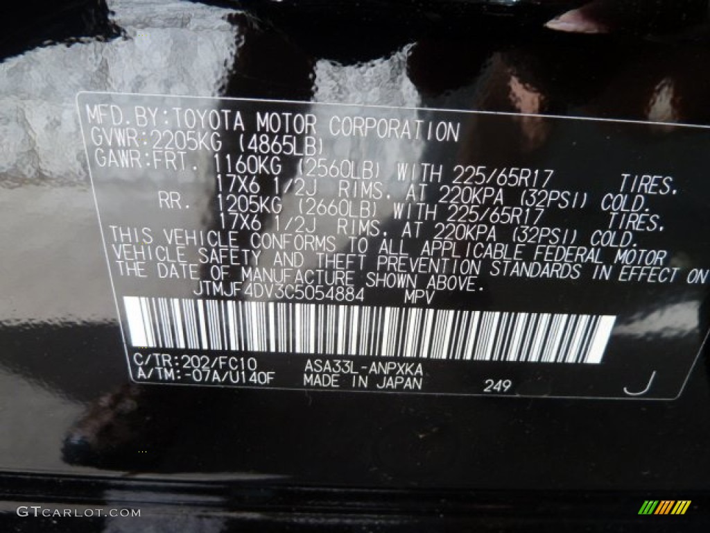 2012 RAV4 Color Code 202 for Black Photo #64704843