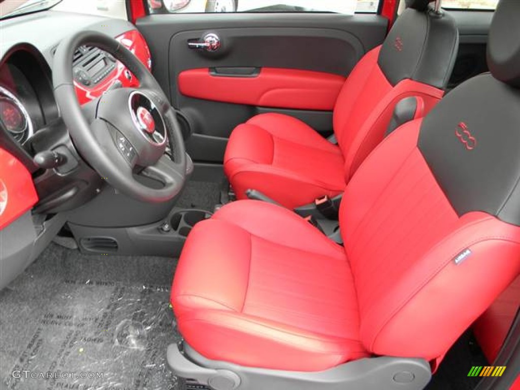 Pelle Rosso/Nera (Red/Black) Interior 2012 Fiat 500 Lounge Photo #64704993