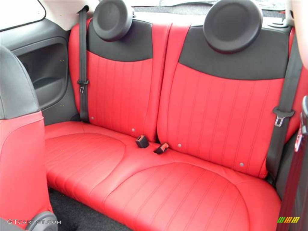 Pelle Rosso/Nera (Red/Black) Interior 2012 Fiat 500 Lounge Photo #64705008