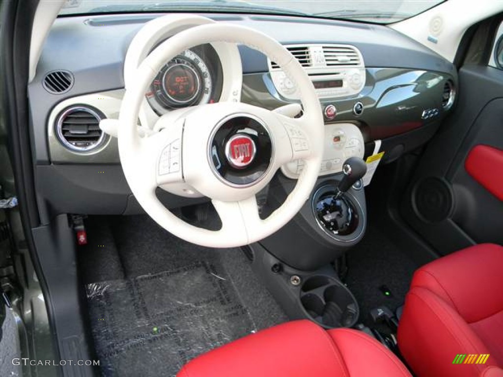 2012 Fiat 500 Lounge Pelle Rossa/Avorio (Red/Ivory) Dashboard Photo #64705080