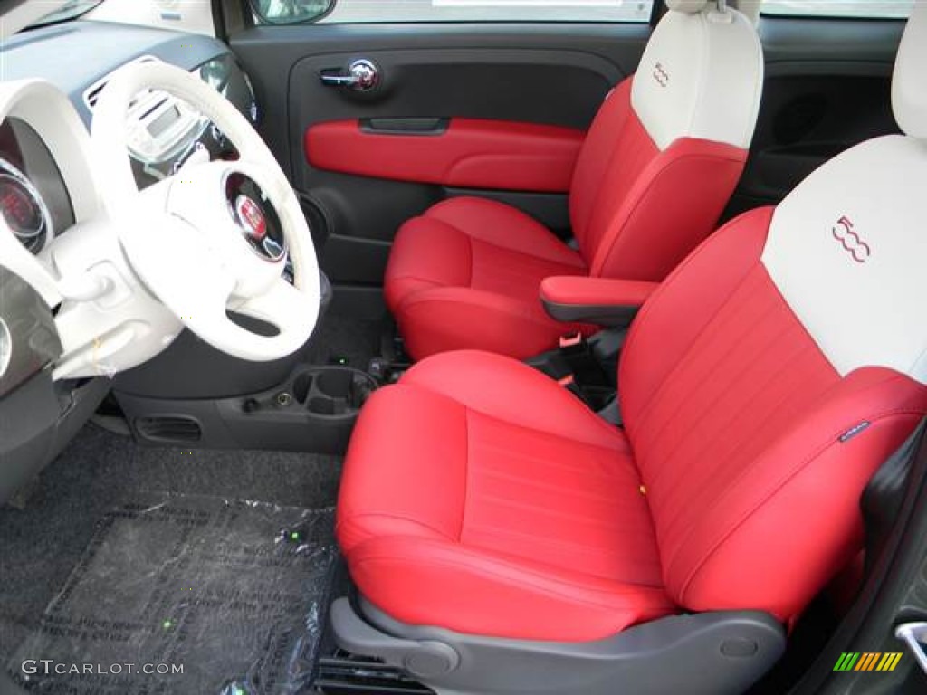 Pelle Rossa/Avorio (Red/Ivory) Interior 2012 Fiat 500 Lounge Photo #64705089