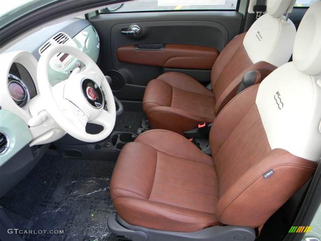 Pelle Marrone/Avorio (Brown/Ivory) Interior 2012 Fiat 500 Lounge Photo #64705167