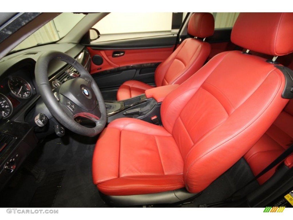 2009 3 Series 335i Coupe - Black Sapphire Metallic / Coral Red/Black Dakota Leather photo #3