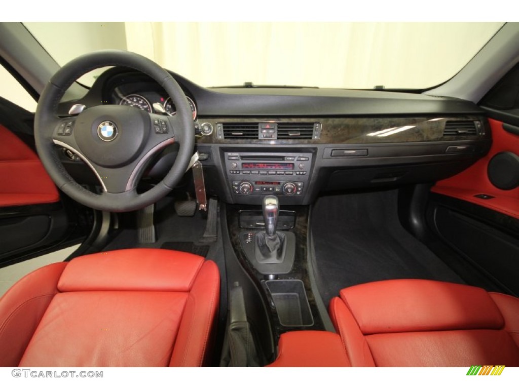 2009 3 Series 335i Coupe - Black Sapphire Metallic / Coral Red/Black Dakota Leather photo #4