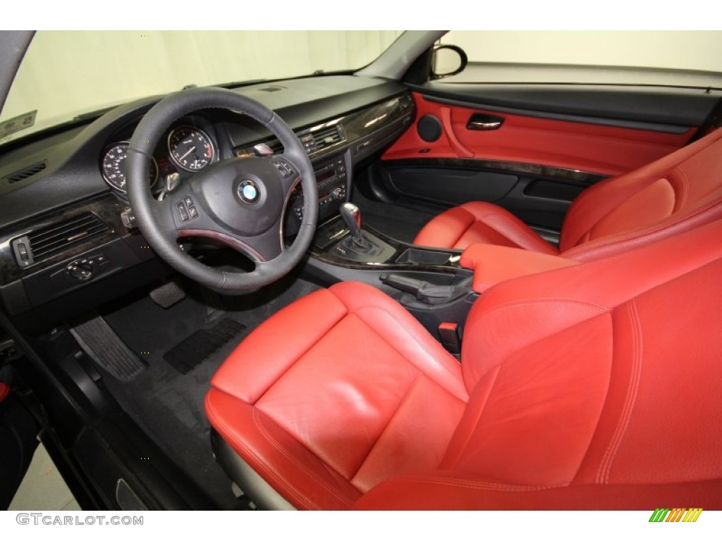 2009 3 Series 335i Coupe - Black Sapphire Metallic / Coral Red/Black Dakota Leather photo #13