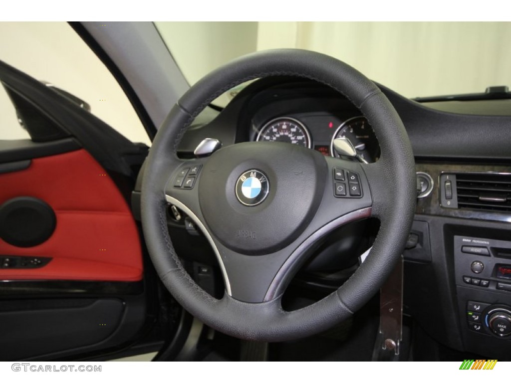 2009 3 Series 335i Coupe - Black Sapphire Metallic / Coral Red/Black Dakota Leather photo #27