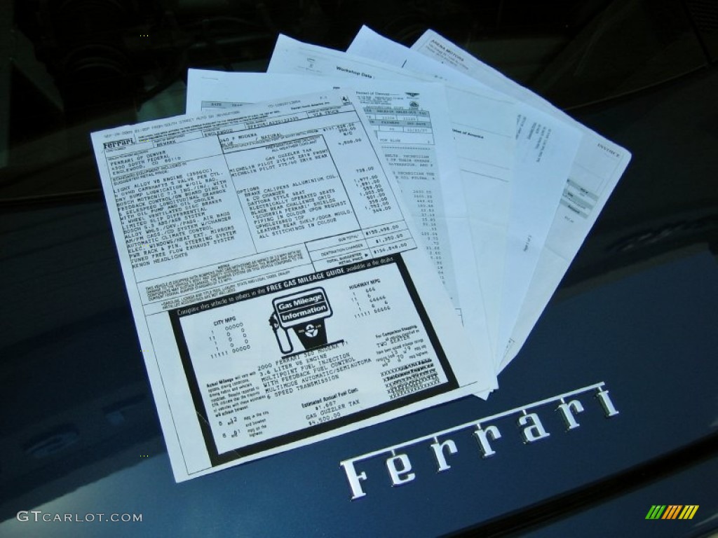 2000 Ferrari 360 Modena Window Sticker Photo #64713273