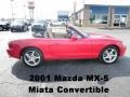 2001 Classic Red Mazda MX-5 Miata LS Roadster  photo #1