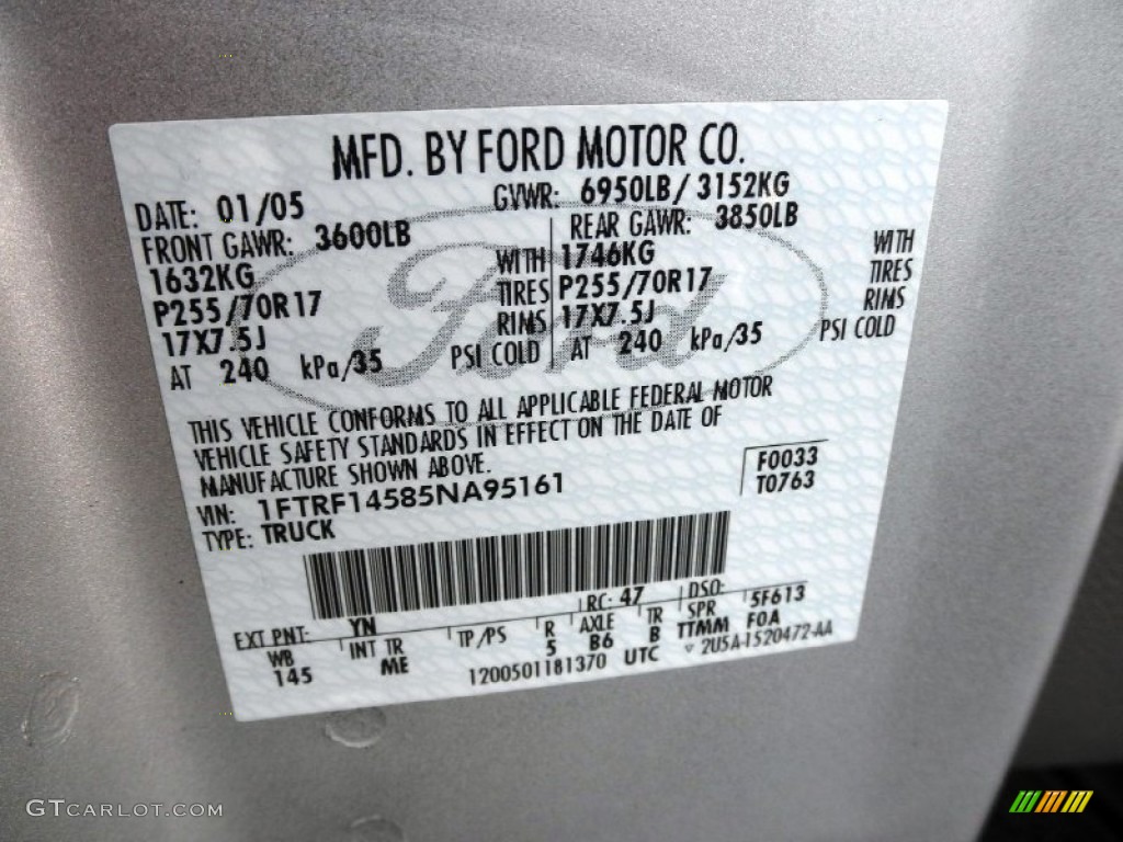 2005 F150 XLT Regular Cab 4x4 - Silver Metallic / Medium Flint Grey photo #6