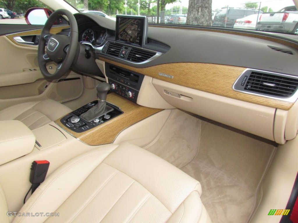 2012 Audi A7 3.0T quattro Premium Velvet Beige Dashboard Photo #64726002