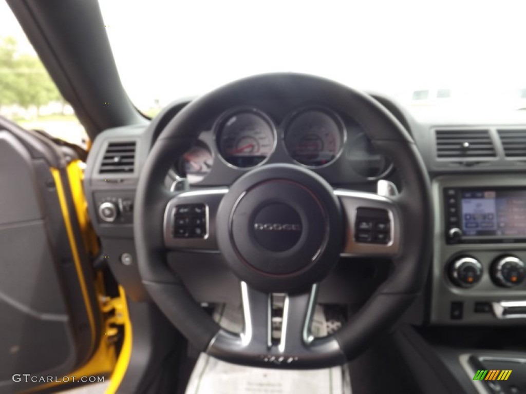 2012 Dodge Challenger SRT8 Yellow Jacket Dark Slate Gray Steering Wheel Photo #64735704