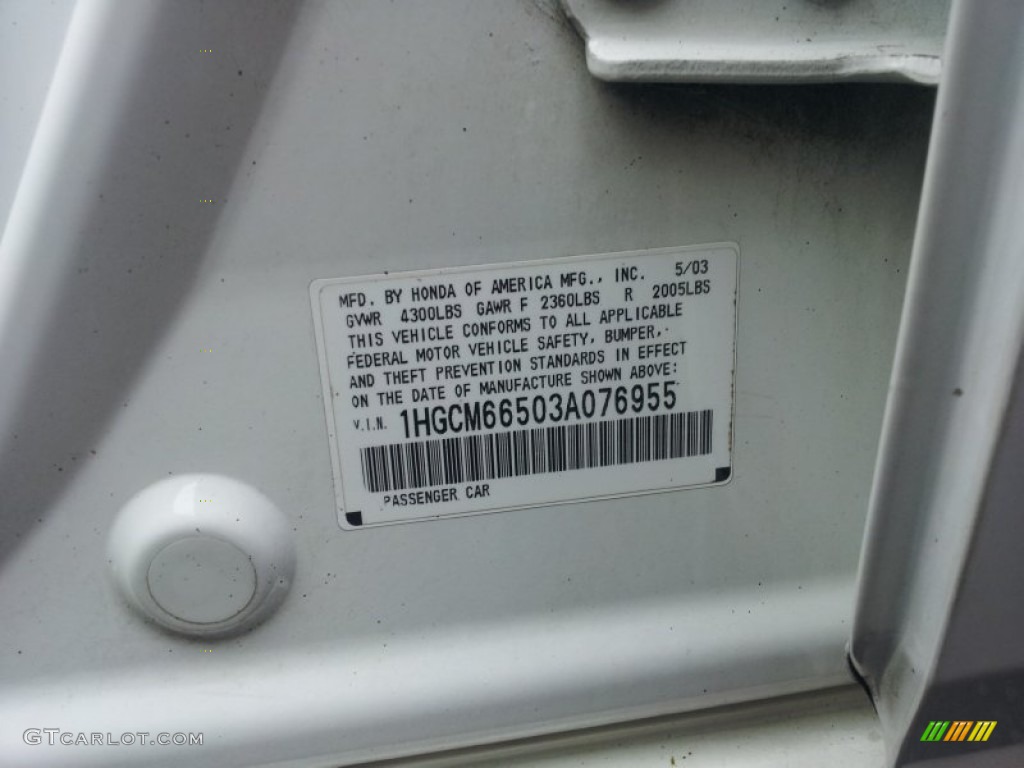 2003 Accord EX V6 Sedan - Taffeta White / Ivory photo #17