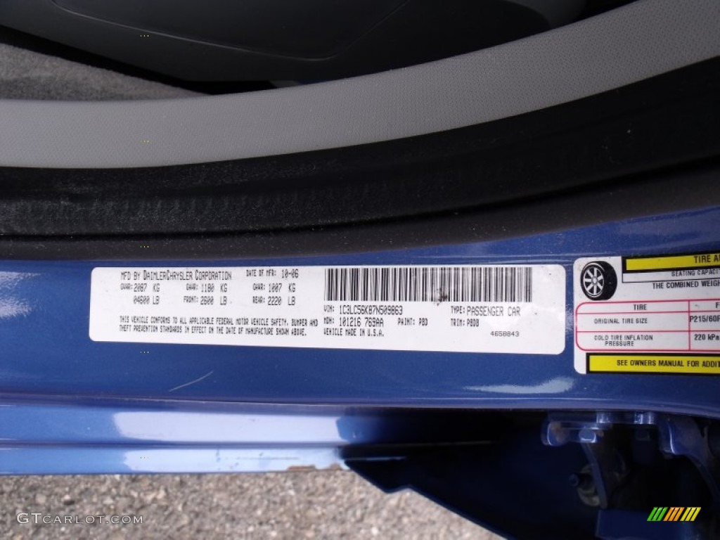 2007 Sebring Color Code PBD for Marathon Blue Pearl Photo #64739271