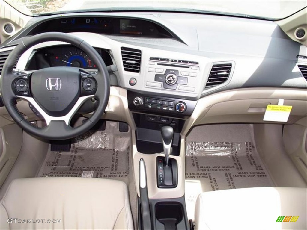 2012 Honda Civic EX-L Sedan Beige Dashboard Photo #64746069