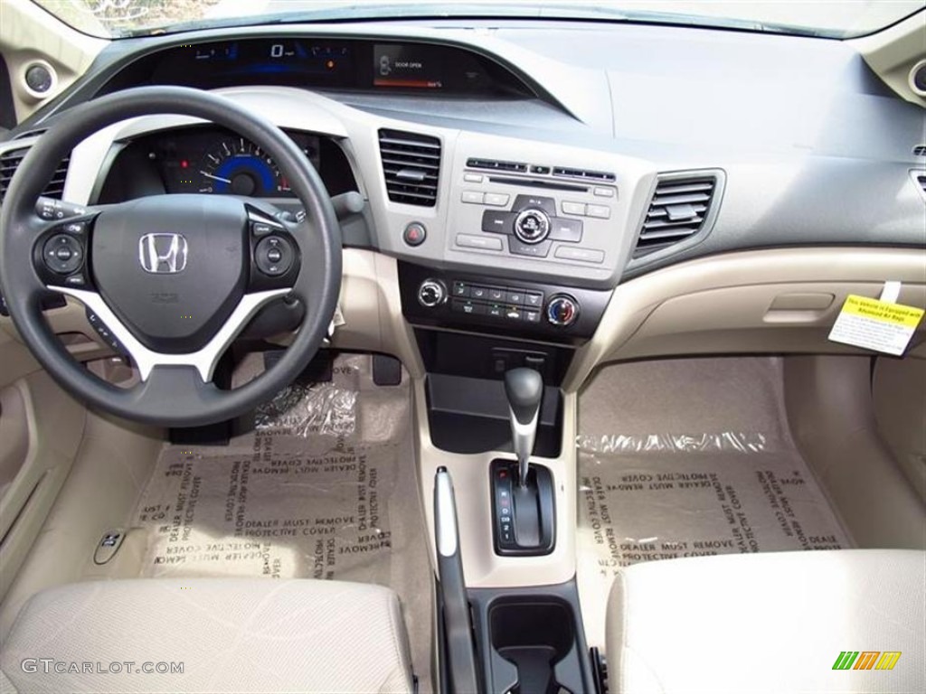 2012 Civic EX Sedan - Urban Titanium Metallic / Beige photo #4