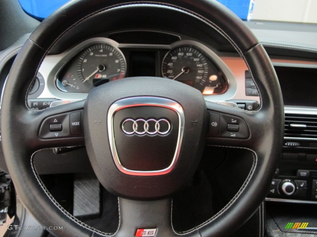 2008 Audi S6 5.2 quattro Sedan Black Steering Wheel Photo #64749810