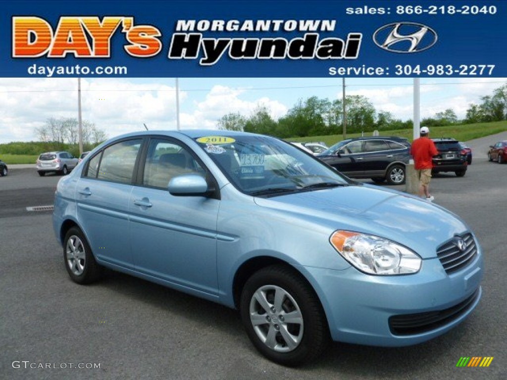 2011 Accent GLS 4 Door - Ice Blue / Beige photo #1