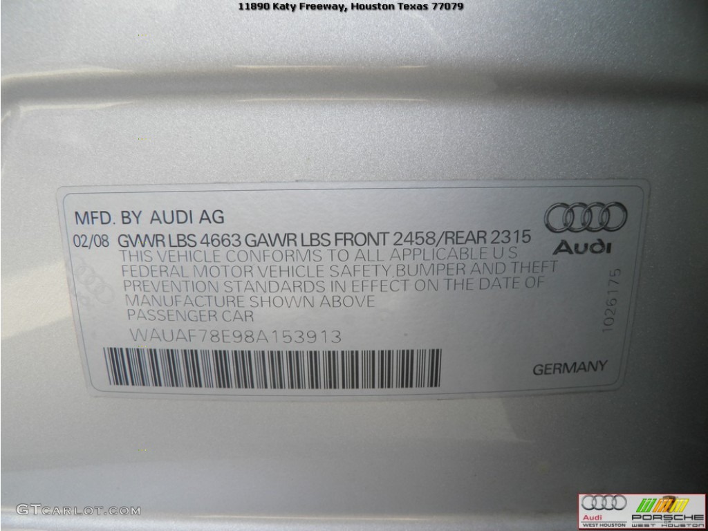 2008 A4 2.0T Special Edition Sedan - Light Silver Metallic / Black photo #33