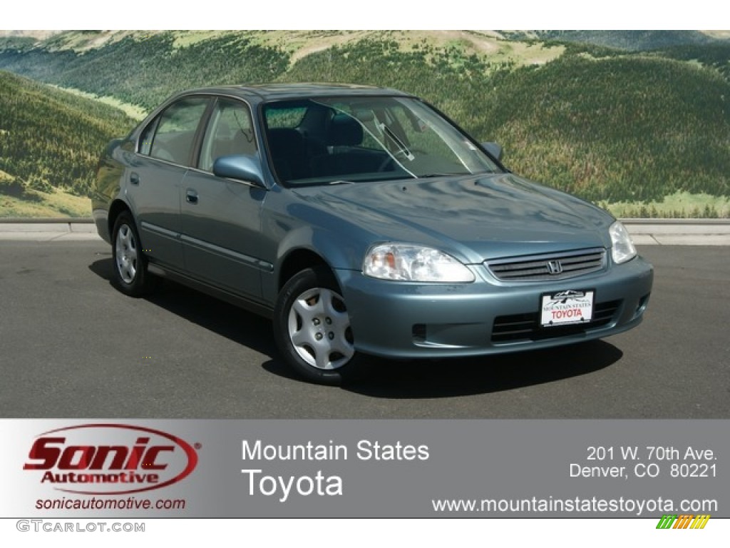 2000 Civic EX Sedan - Iced Teal Pearl / Gray photo #1