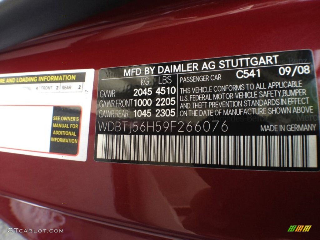 2009 CLK Color Code 541 for Storm Red Metallic Photo #64779381