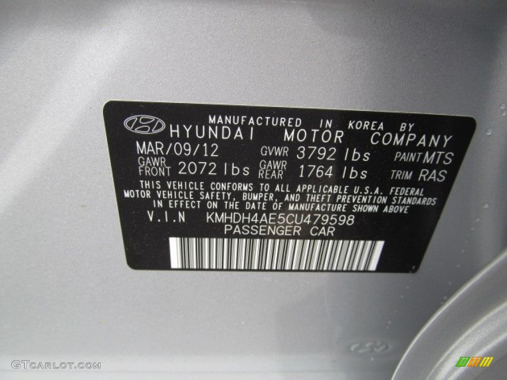 2012 Elantra GLS - Silver / Gray photo #10