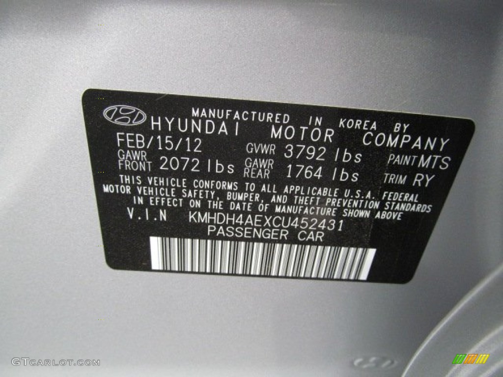 2012 Elantra Limited - Shimmering Silver / Black photo #10