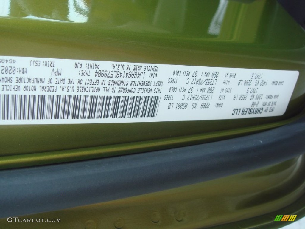 2008 Wrangler Color Code PJR for Rescue Green Metallic Photo #64786243