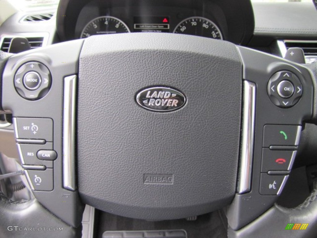 2010 Land Rover Range Rover Sport Supercharged Ebony/Lunar Stitching Steering Wheel Photo #64790010