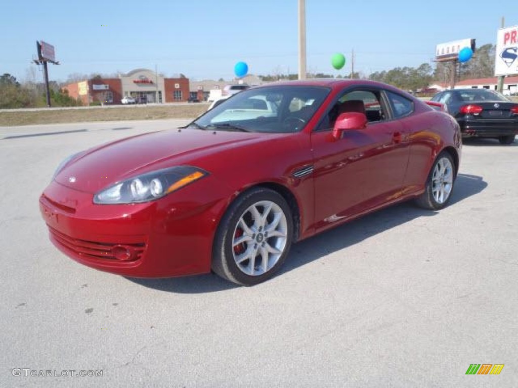 2008 Tiburon SE - Redfire Pearl / SE Red Leather/Black Sport Grip photo #2