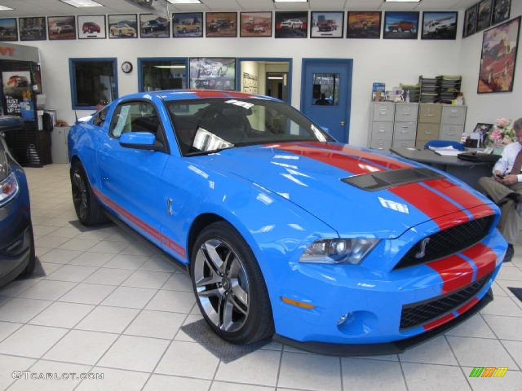 2010 Mustang Shelby GT500 Coupe - Grabber Blue / Charcoal Black/Red photo #1